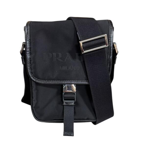 Pre-owned Prada Nylon Shoulder Bag 2VD028 Black Men's PRADA